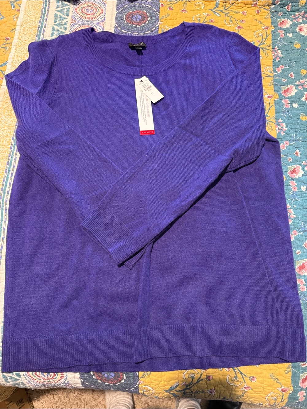 100% Cashmere Talbots Crewneck Sweater in Dark Purple
